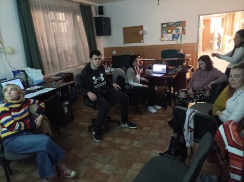 Pictured here are our students watching a presentation in the Support Service's community space.